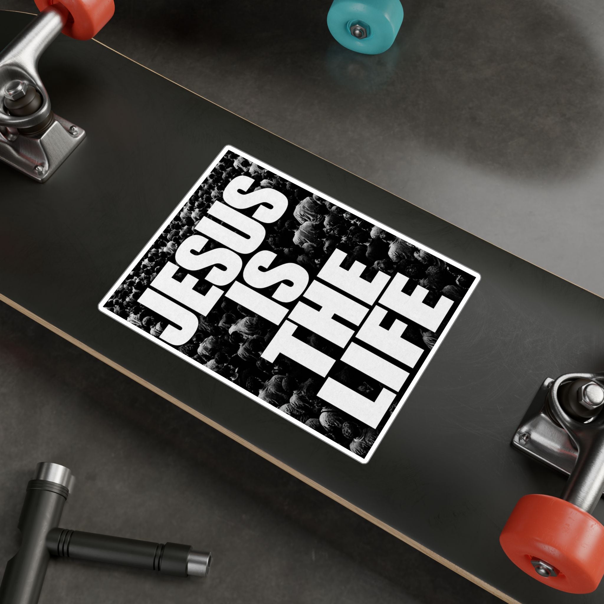 Jesus Is the Life Vinyl Sticker — Black & White Faith Decal (Kiss-Cut)