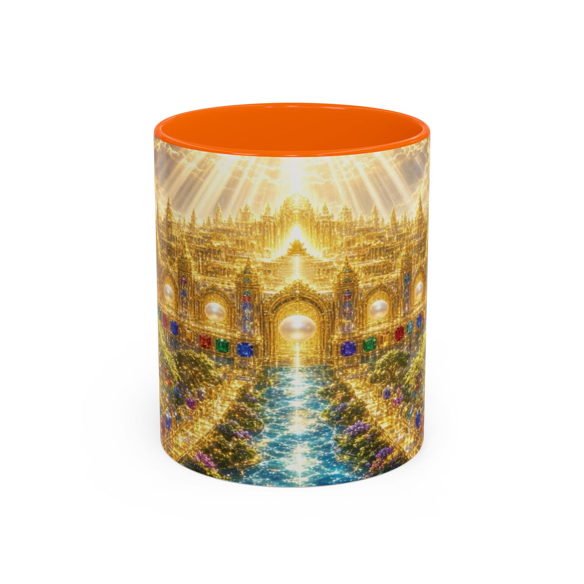 Heavenly City Christian Coffee Mug — Golden Celestial Paradise Design (11/15oz)