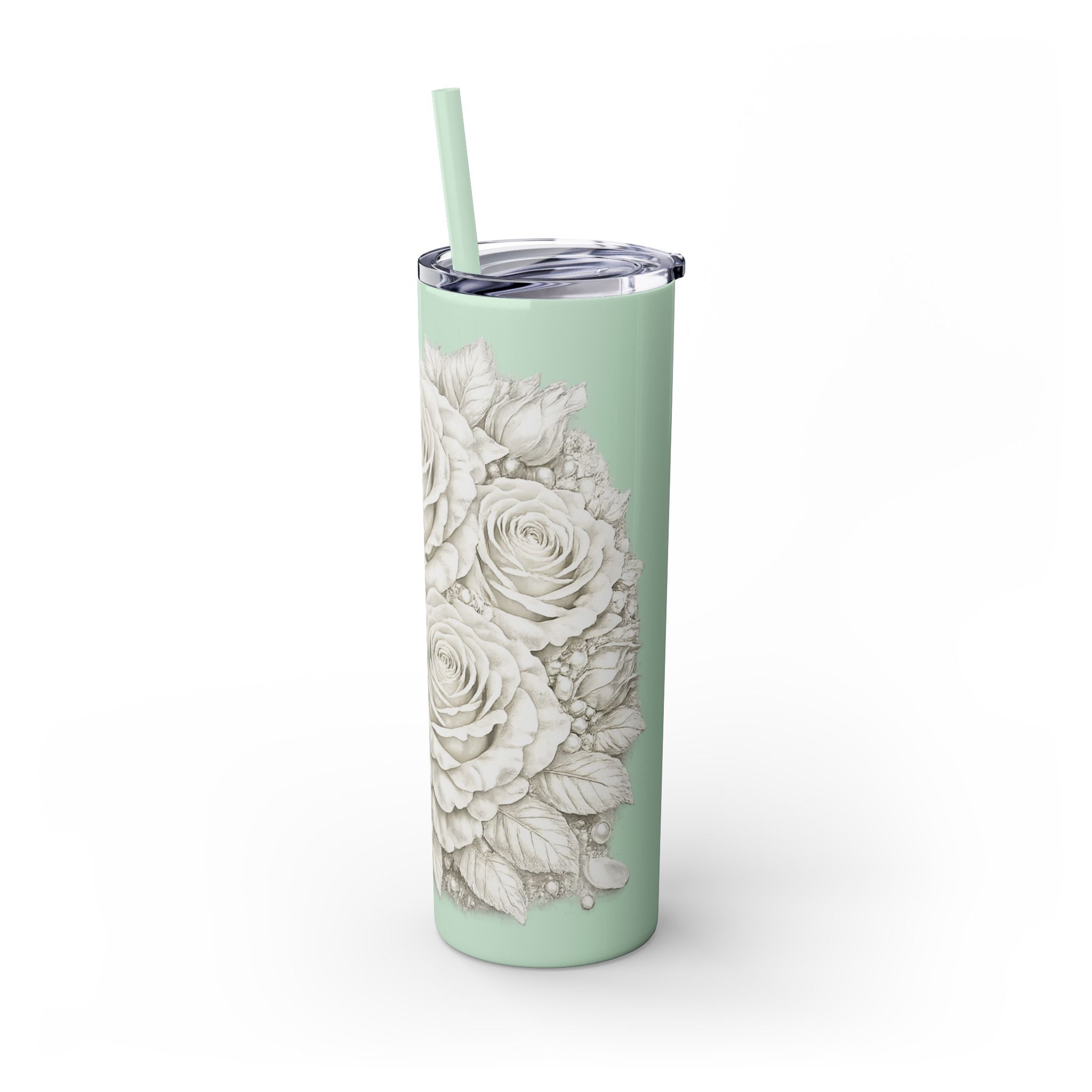Skinny Tumbler — Monochrome Rose Garden 20oz Straw Tumbler