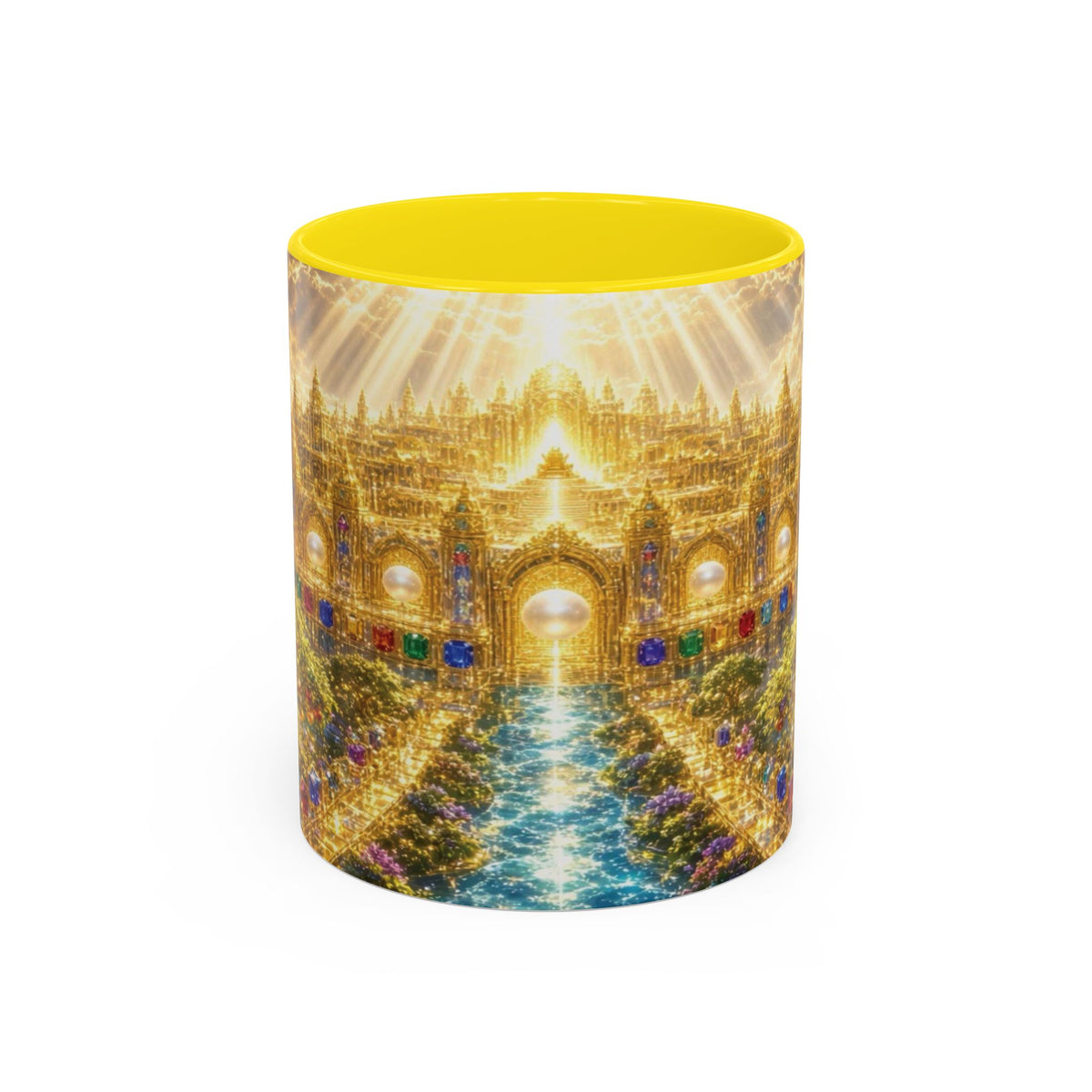 Heavenly City Christian Coffee Mug — Golden Celestial Paradise Design (11/15oz)