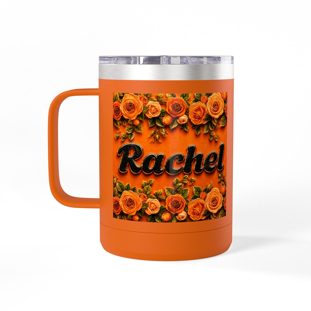 Personalized Rachel Floral 15oz Travel Mug — Insulated Coffee Tumbler