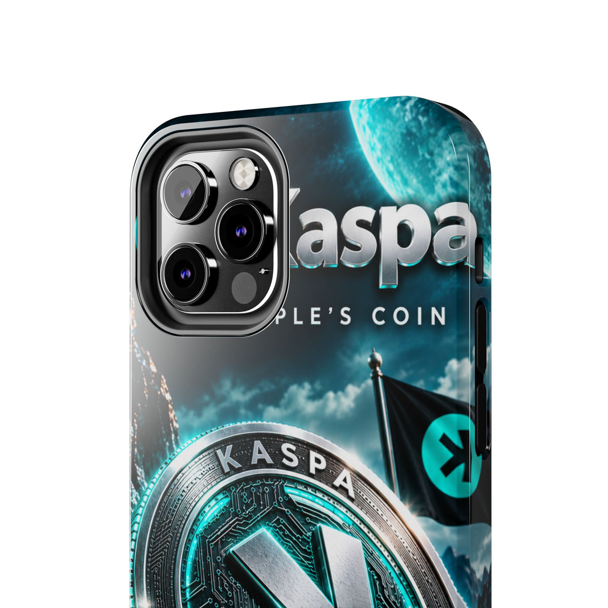 Kaspa Coin Tough Phone Case – Teal Crypto Logo Protective Cover