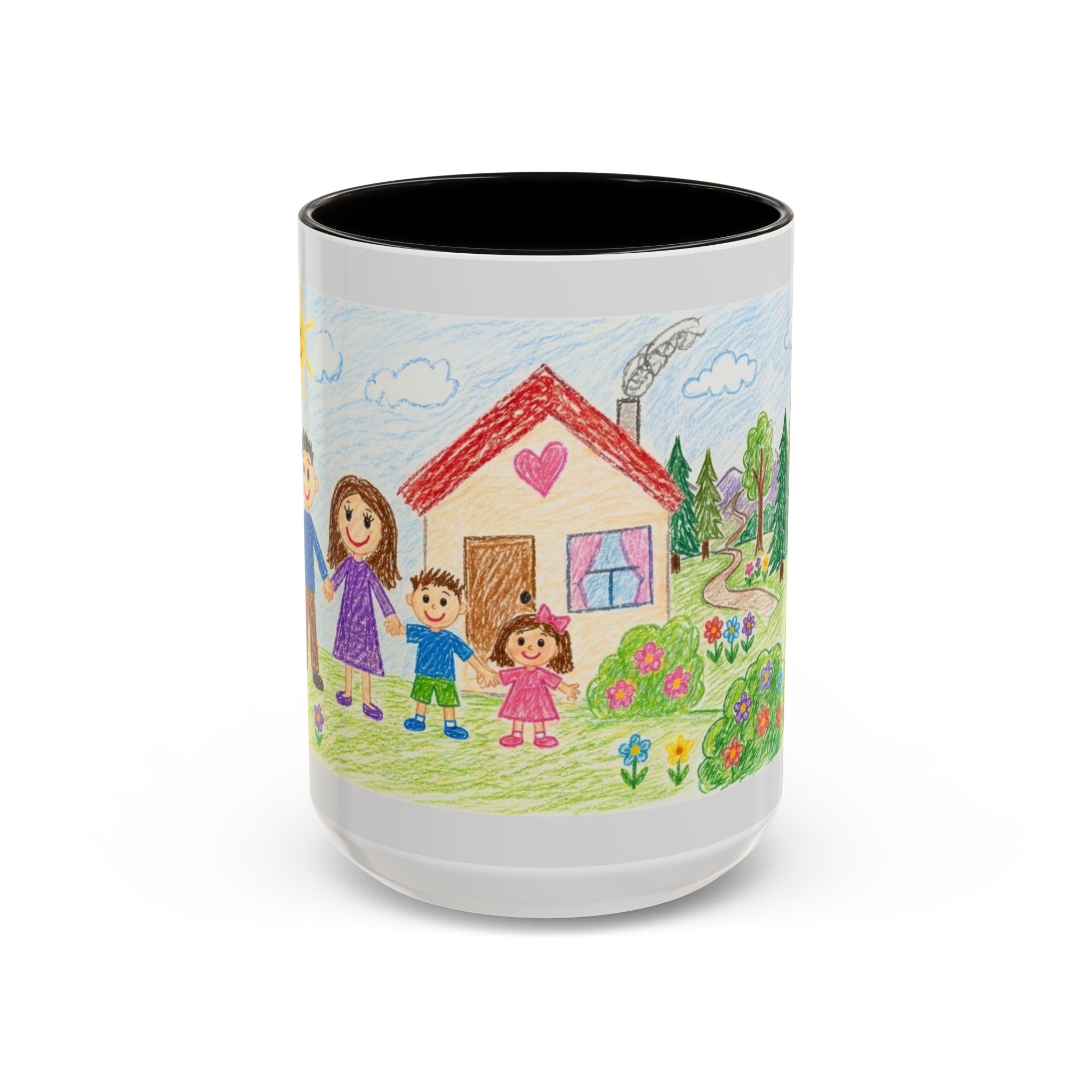 Crayon Family Home Drawing Mug | Colorful Ceramic Coffee Cup