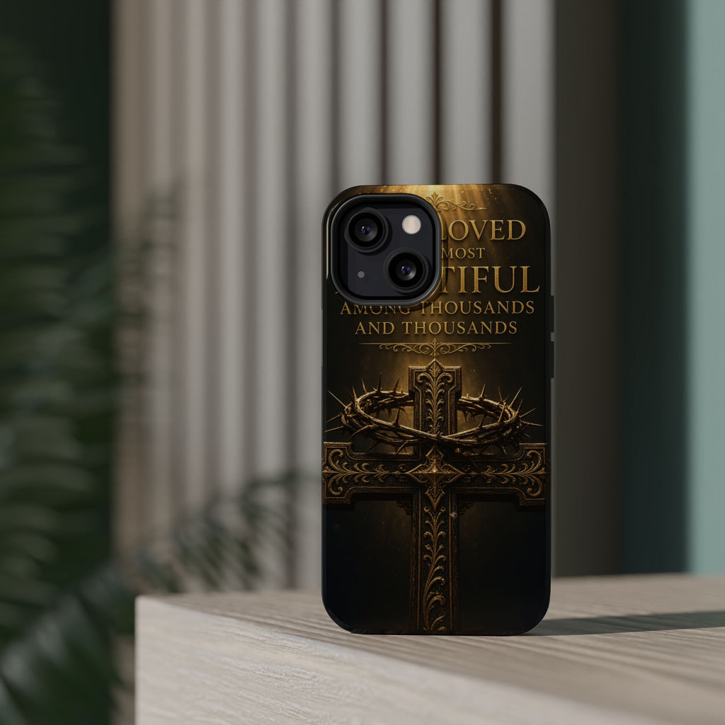 Magnetic Impact-Resistant Phone Case — "Most Beautiful" Cross with Crown of Thorns
