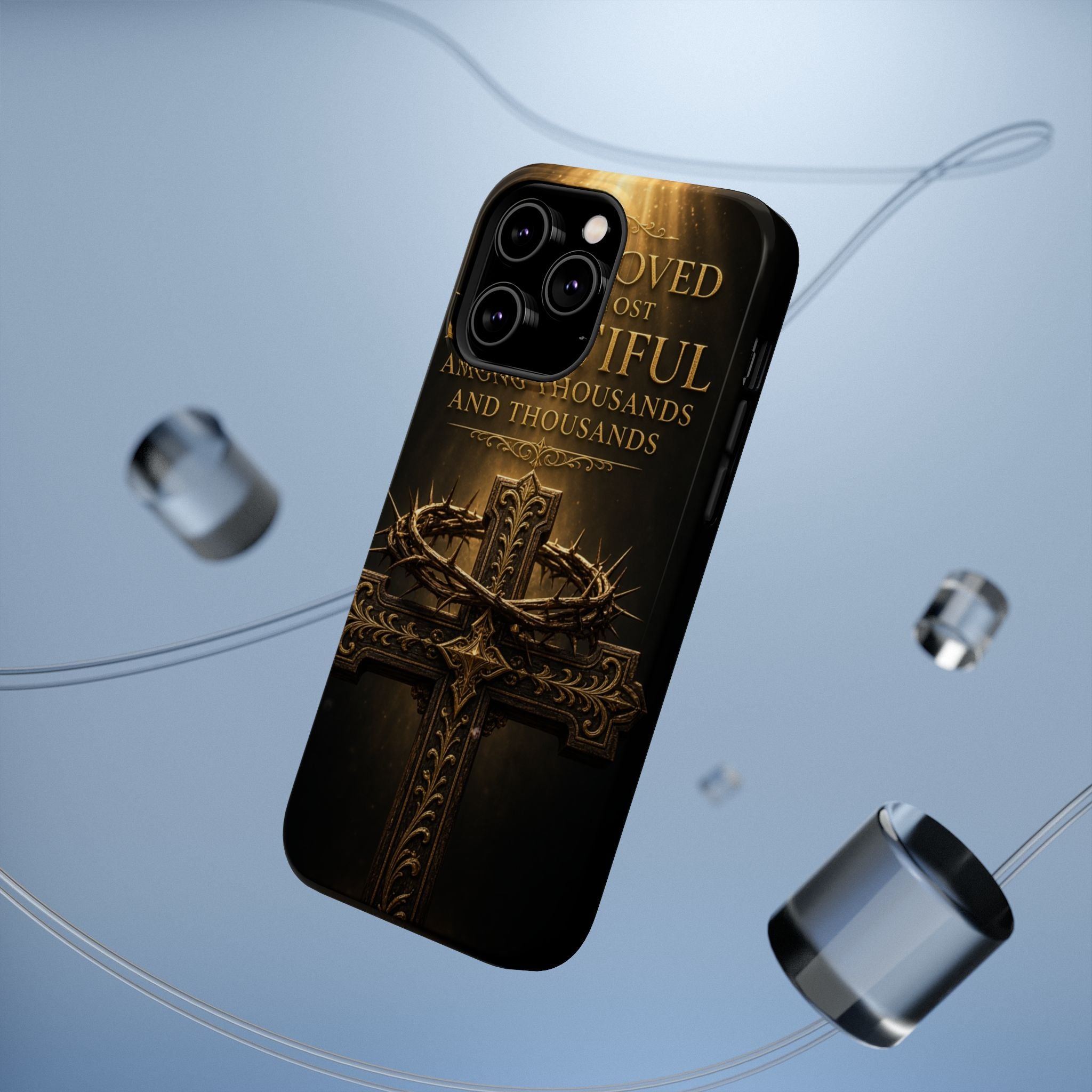 Magnetic Impact-Resistant Phone Case — "Most Beautiful" Cross with Crown of Thorns