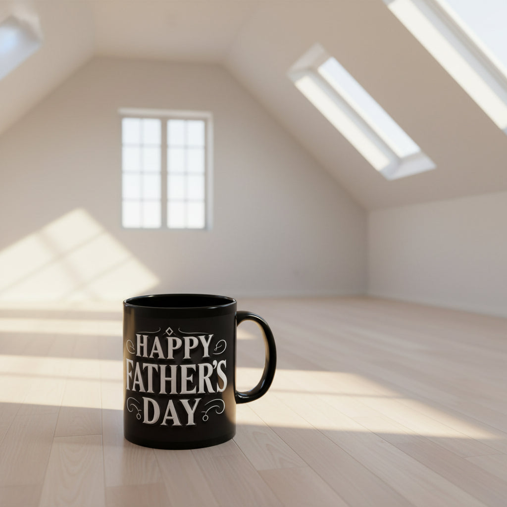 Happy Father’s Day Photo Mug — Personalized Black Coffee Cup (11oz, 15oz)