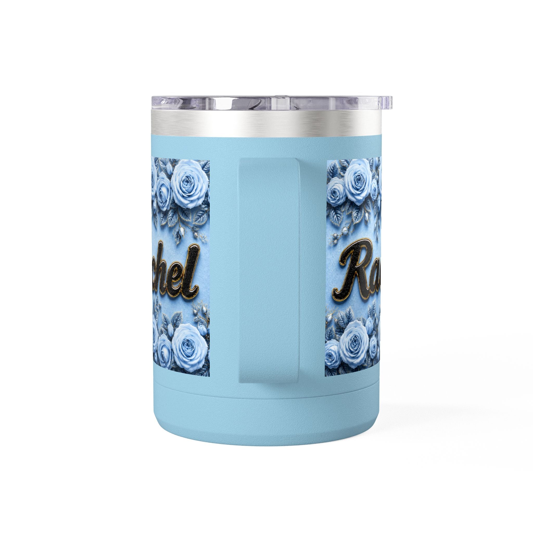 Personalized Rachel Floral 15oz Travel Mug — Insulated Coffee Tumbler