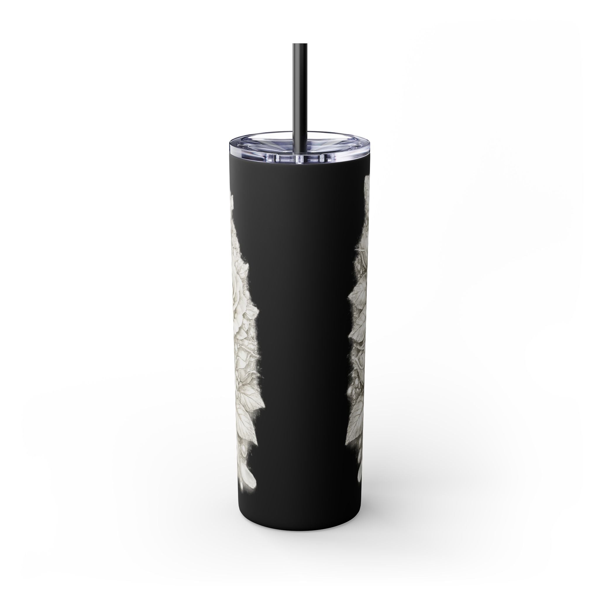 Skinny Tumbler — Monochrome Rose Garden 20oz Straw Tumbler
