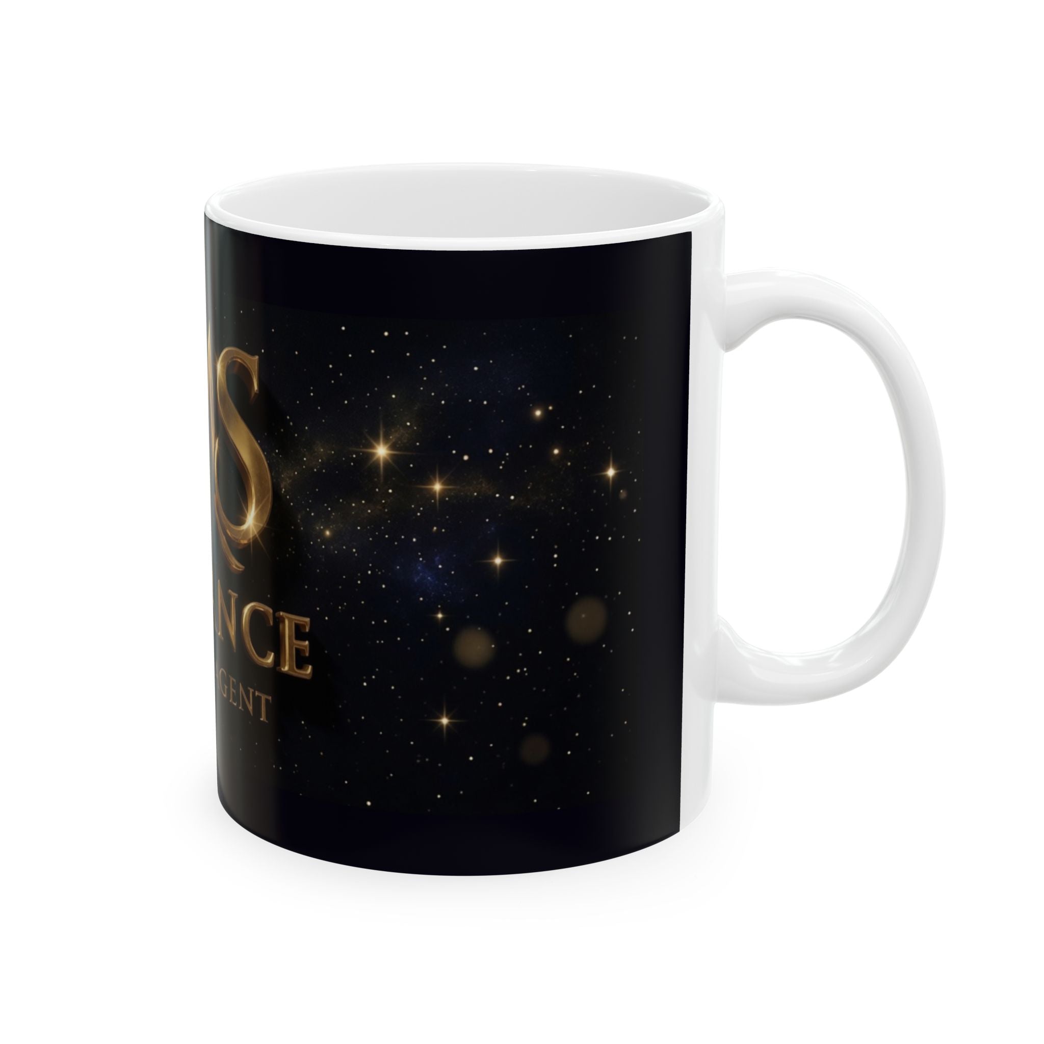 Gold SMS Insurance Logo Mug | Susan the Agent, Ceramic Coffee Cup