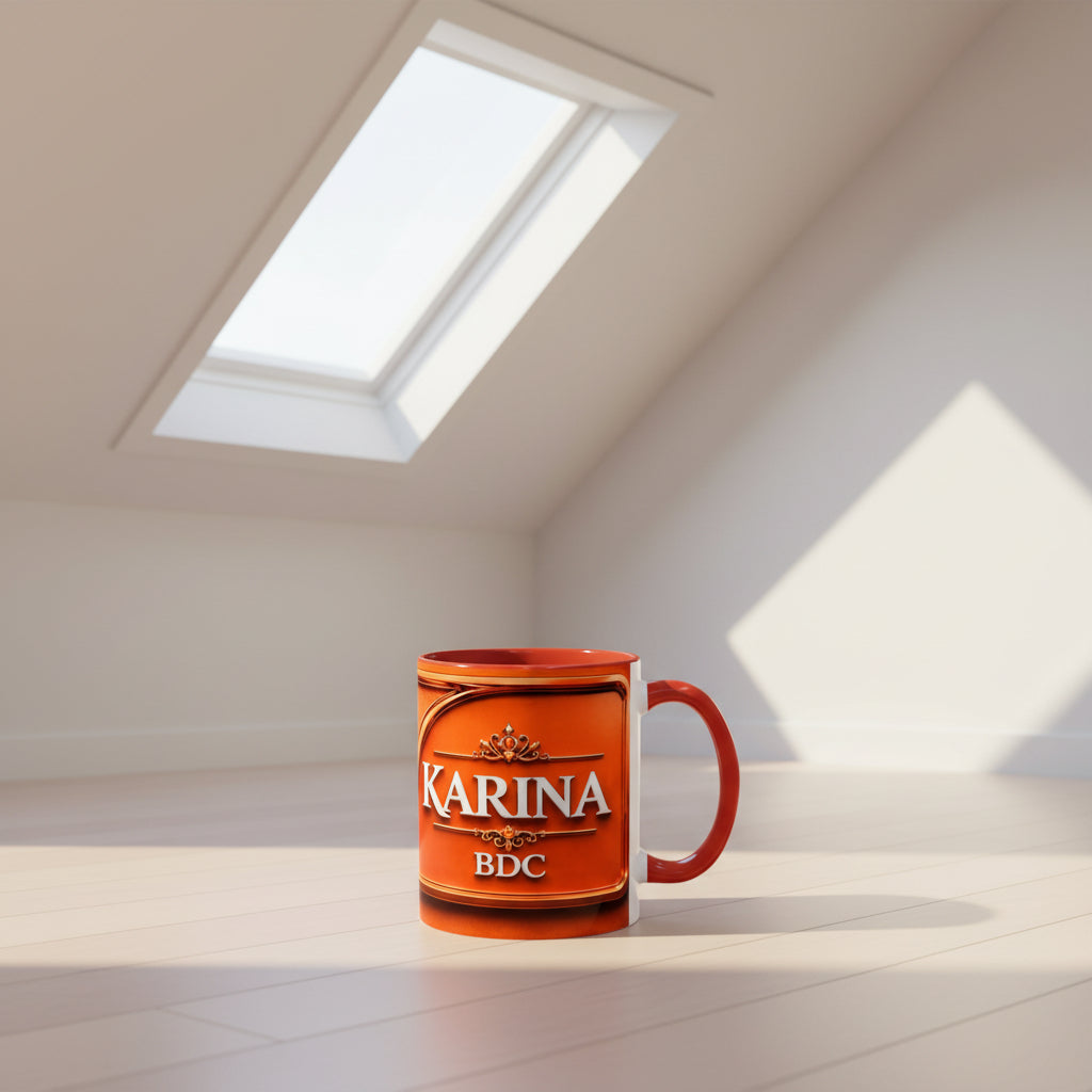 Personalized Karina Coffee Mug – Red Accent Ceramic Mug (11/15oz)