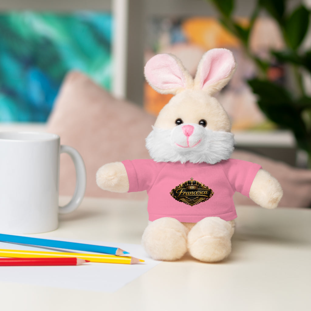 Personalized Teddy Bear with Pink Tee — Custom Name "Francesca" Plush Gift