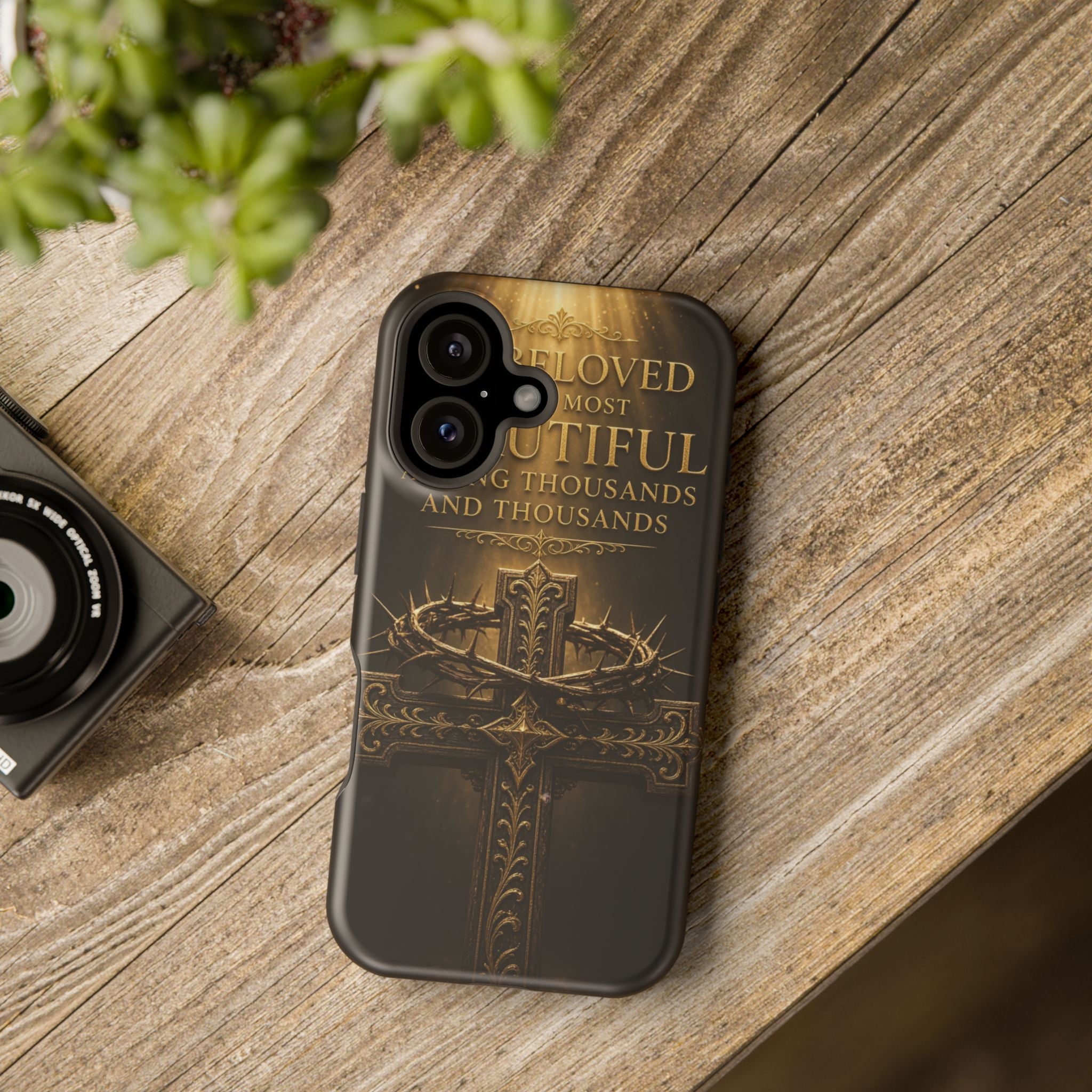 Magnetic Impact-Resistant Phone Case — "Most Beautiful" Cross with Crown of Thorns