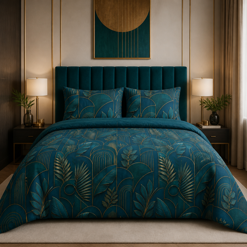 Tropical Leaf Cotton Bed Set – Green Jungle Duvet & Pillowcases