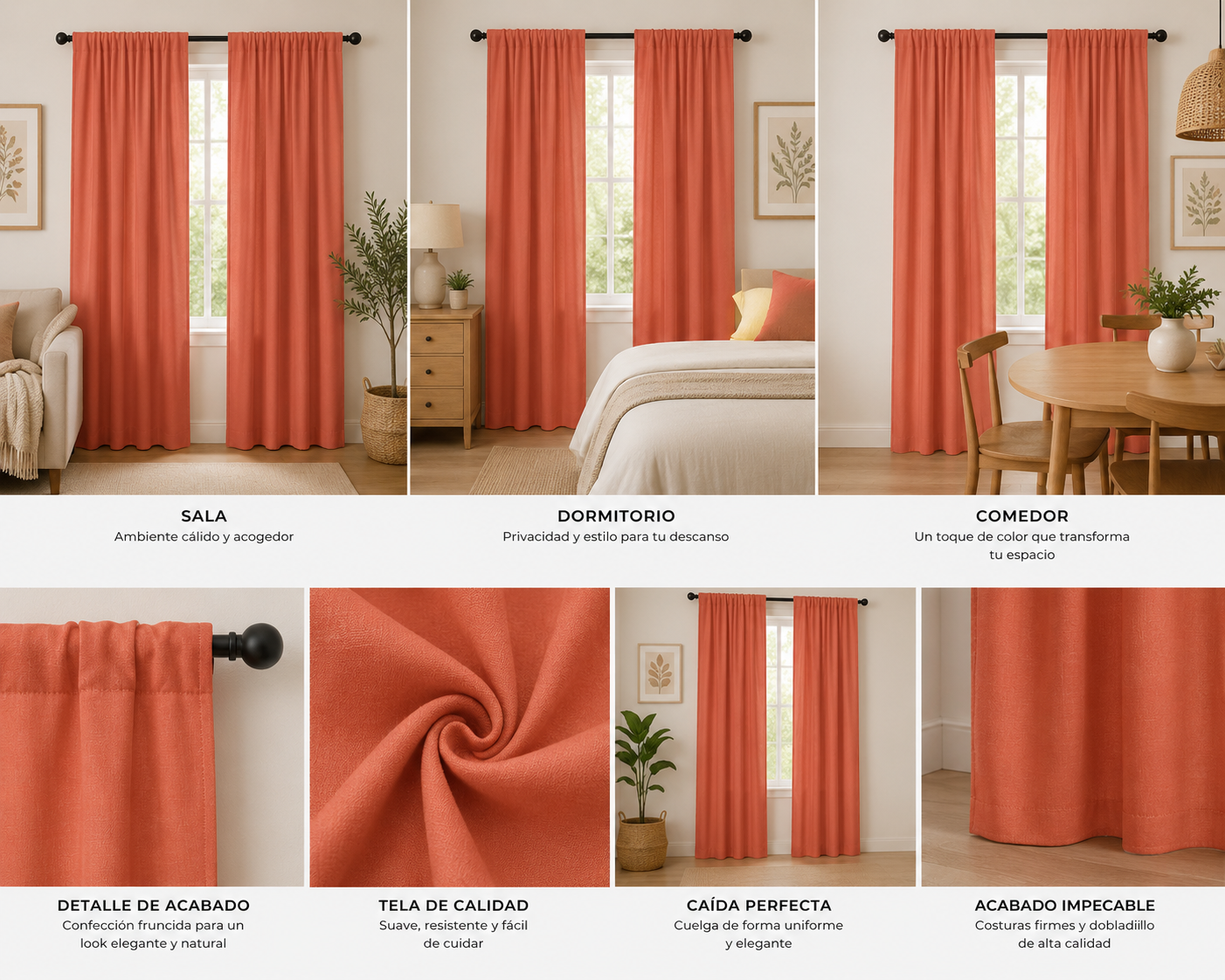 Coral Sheer Curtain Panel — Lightweight Semi-Transparent Window Drape