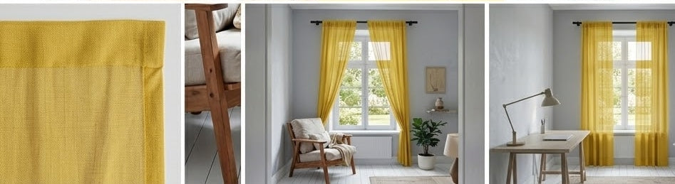 Yellow Sheer Window Curtain – Lightweight Semi-Transparent Panel for Bright, Airy Living Spaces