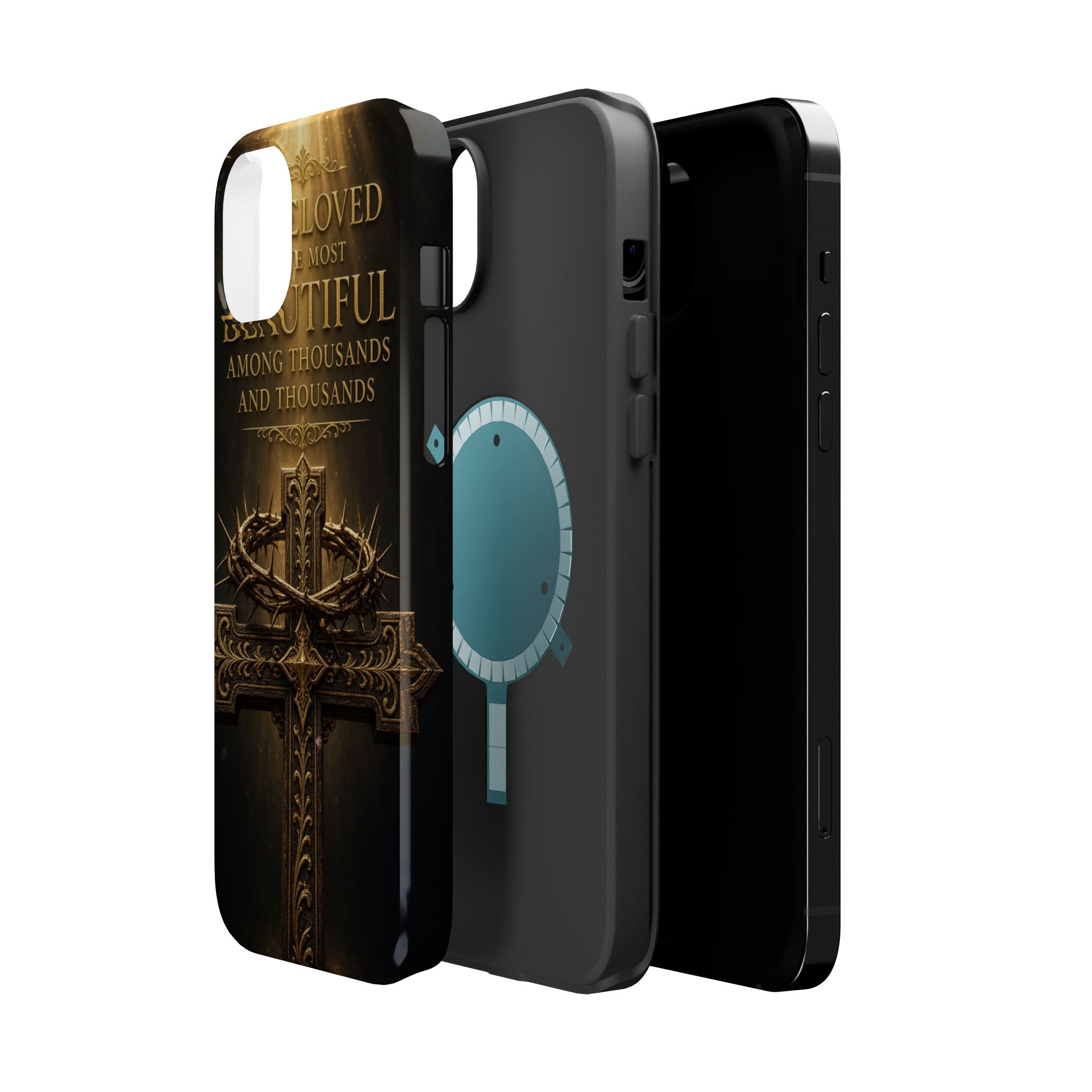 Magnetic Impact-Resistant Phone Case — "Most Beautiful" Cross with Crown of Thorns