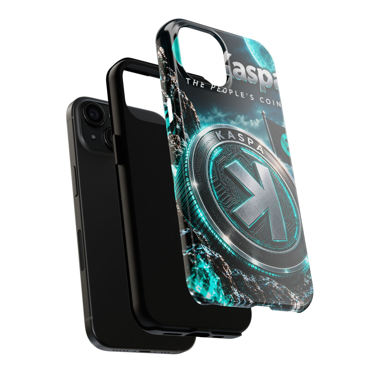 Kaspa Coin Tough Phone Case – Teal Crypto Logo Protective Cover