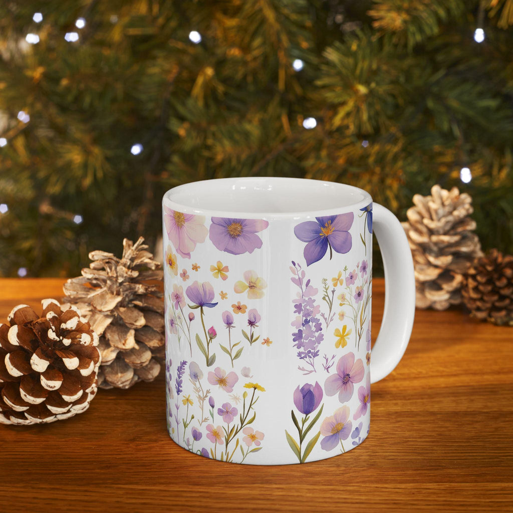 Taza Botánica de Flores Silvestres -Regalo Floral para Mujer,Mug de Cerámica Estética de Naturaleza,Regalo para Mamá,Garden Lover Coffee Cup