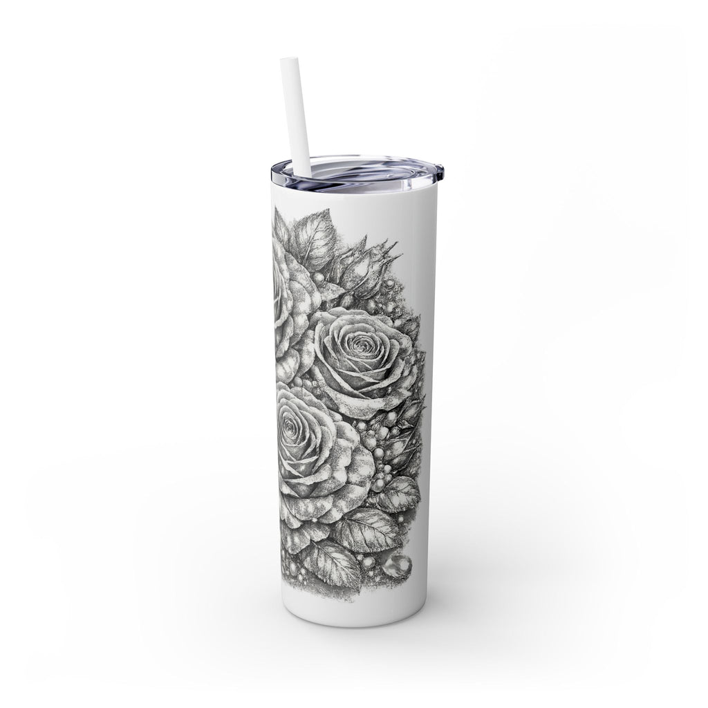 Skinny Tumbler — Monochrome Rose Garden 20oz Straw Tumbler