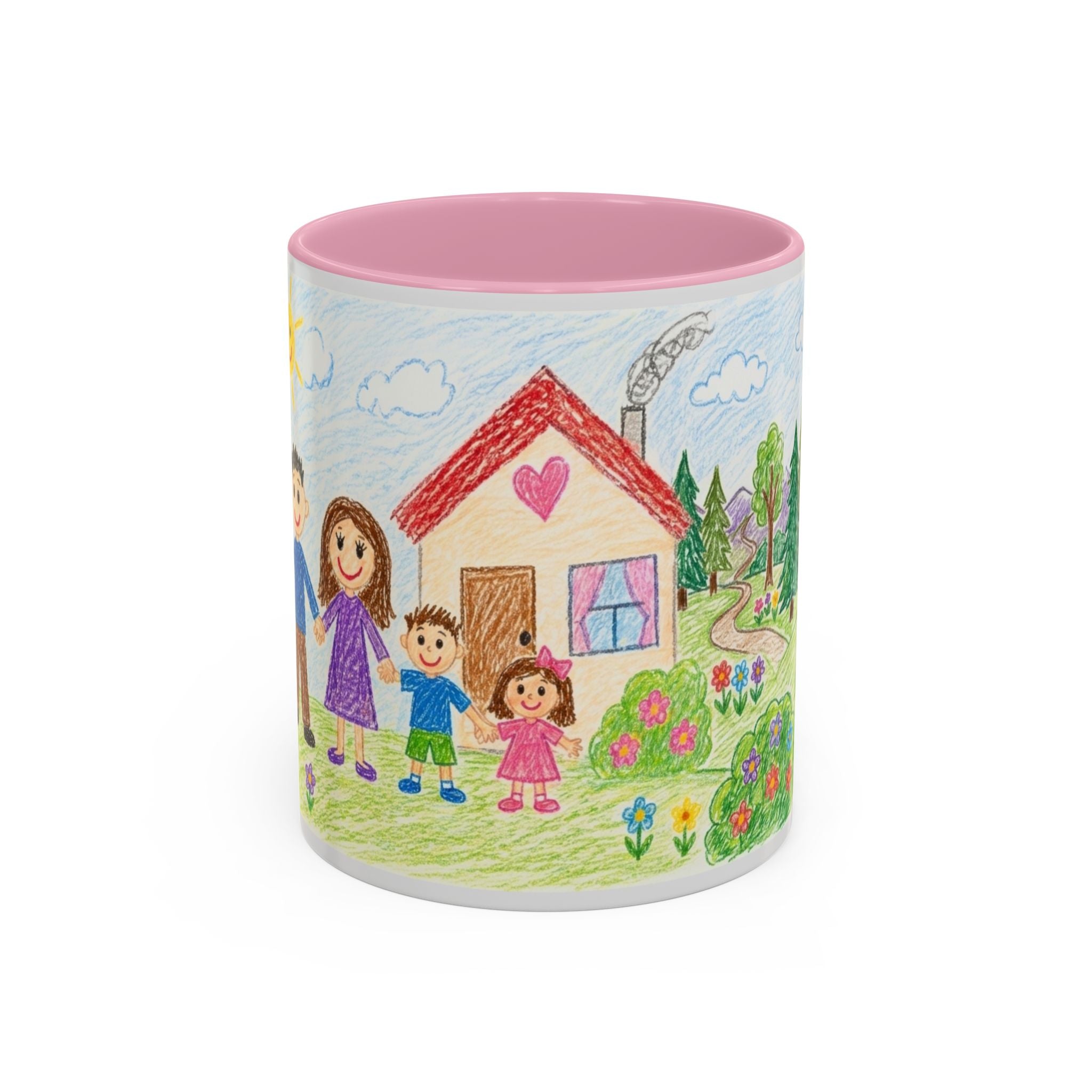 Crayon Family Home Drawing Mug | Colorful Ceramic Coffee Cup