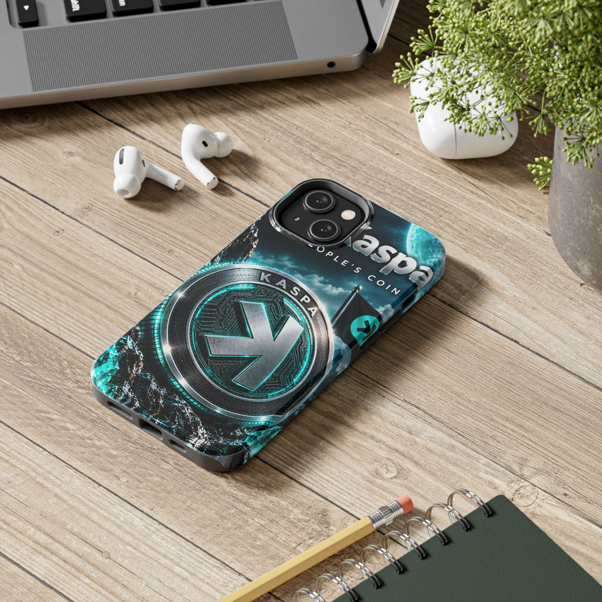 Kaspa Coin Tough Phone Case – Teal Crypto Logo Protective Cover