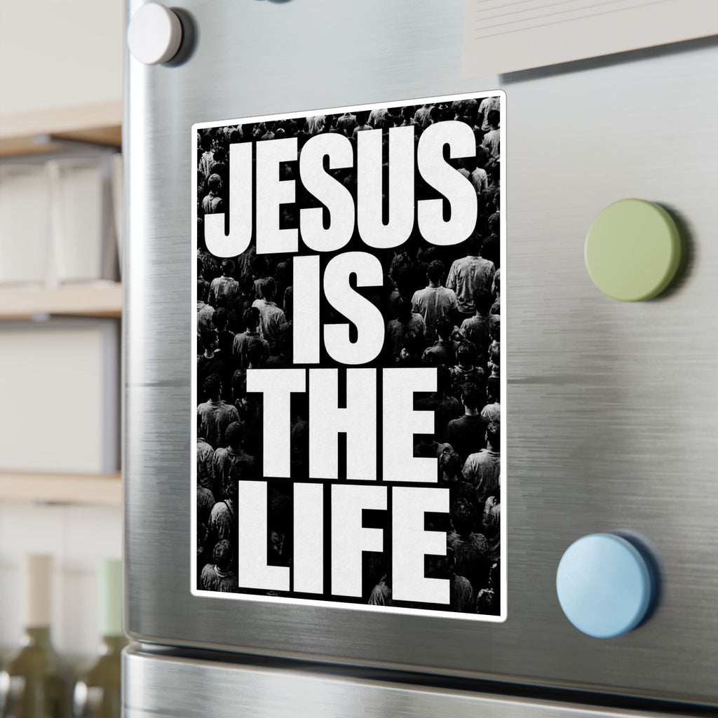 Jesus Is the Life Vinyl Sticker — Black & White Faith Decal (Kiss-Cut)