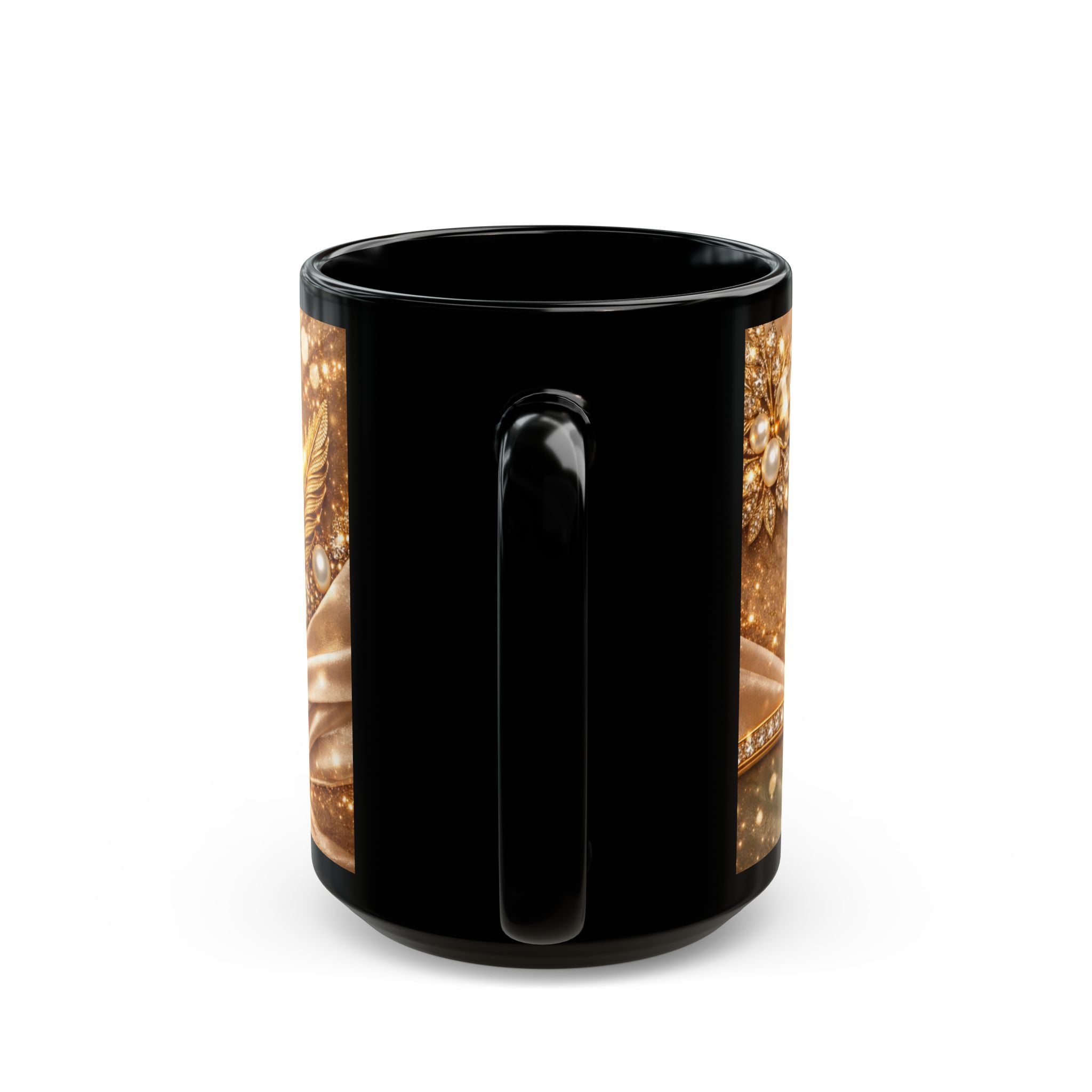 Personalized Gold Name Mug — "Isabella" Elegant Black Ceramic Coffee Cup