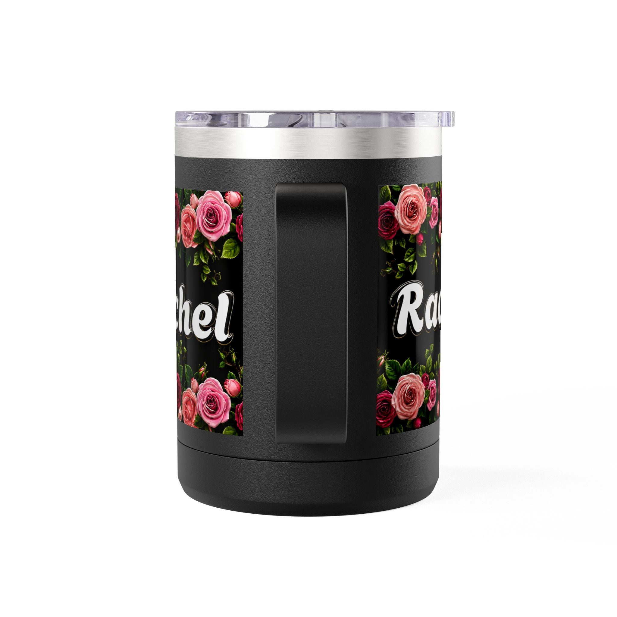 Personalized Rachel Floral 15oz Travel Mug — Insulated Coffee Tumbler