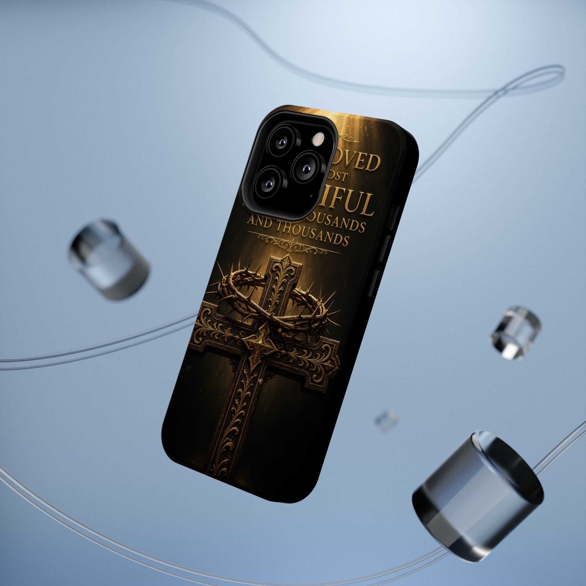Magnetic Impact-Resistant Phone Case — "Most Beautiful" Cross with Crown of Thorns