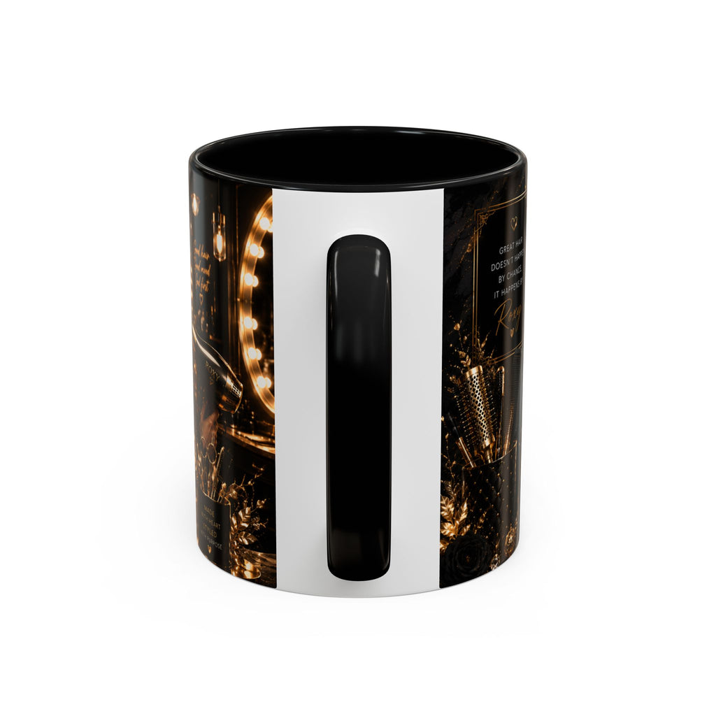 Personalized 'Roxy' Crown Coffee Mug — Elegant Black Gold Portrait Accent Mug (11/15oz)