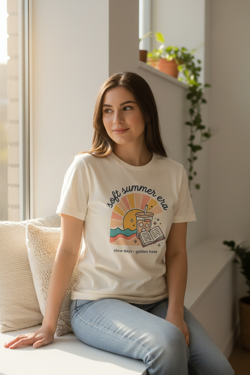 Soft Summer Era Tee | summer aesthetic, coastal vibes, pastel hand-drawn design