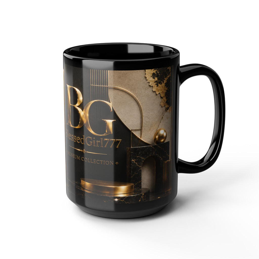 Black 15oz Mug — 'BlessedGirl77' Gold Museum Logo Coffee Cup