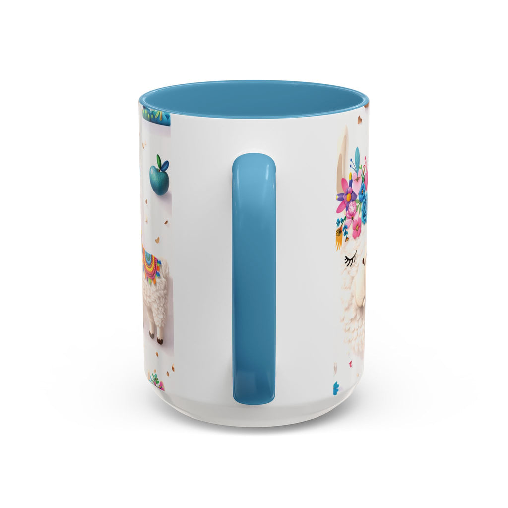 Cute Llama Pattern Accent Coffee Mug (11/15oz) – Colorful Fiesta Alpaca Design