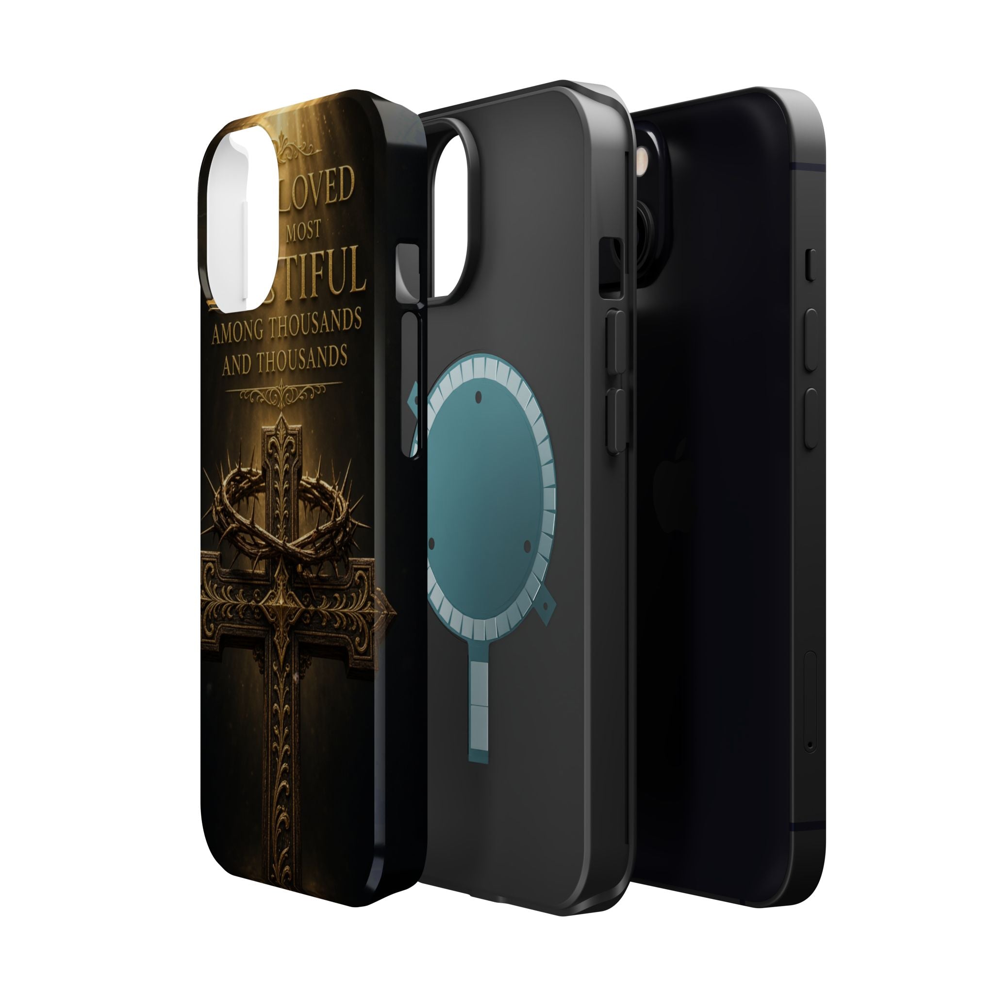 Magnetic Impact-Resistant Phone Case — "Most Beautiful" Cross with Crown of Thorns