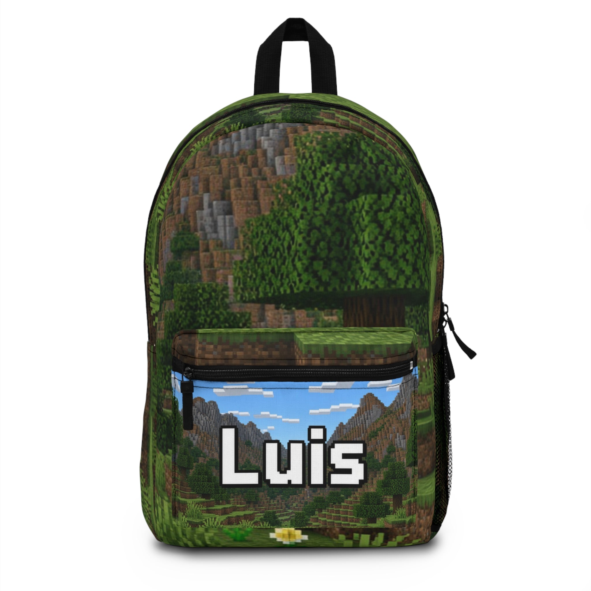 Personalized Pixel Landscape Backpack – Custom Name "Luis"