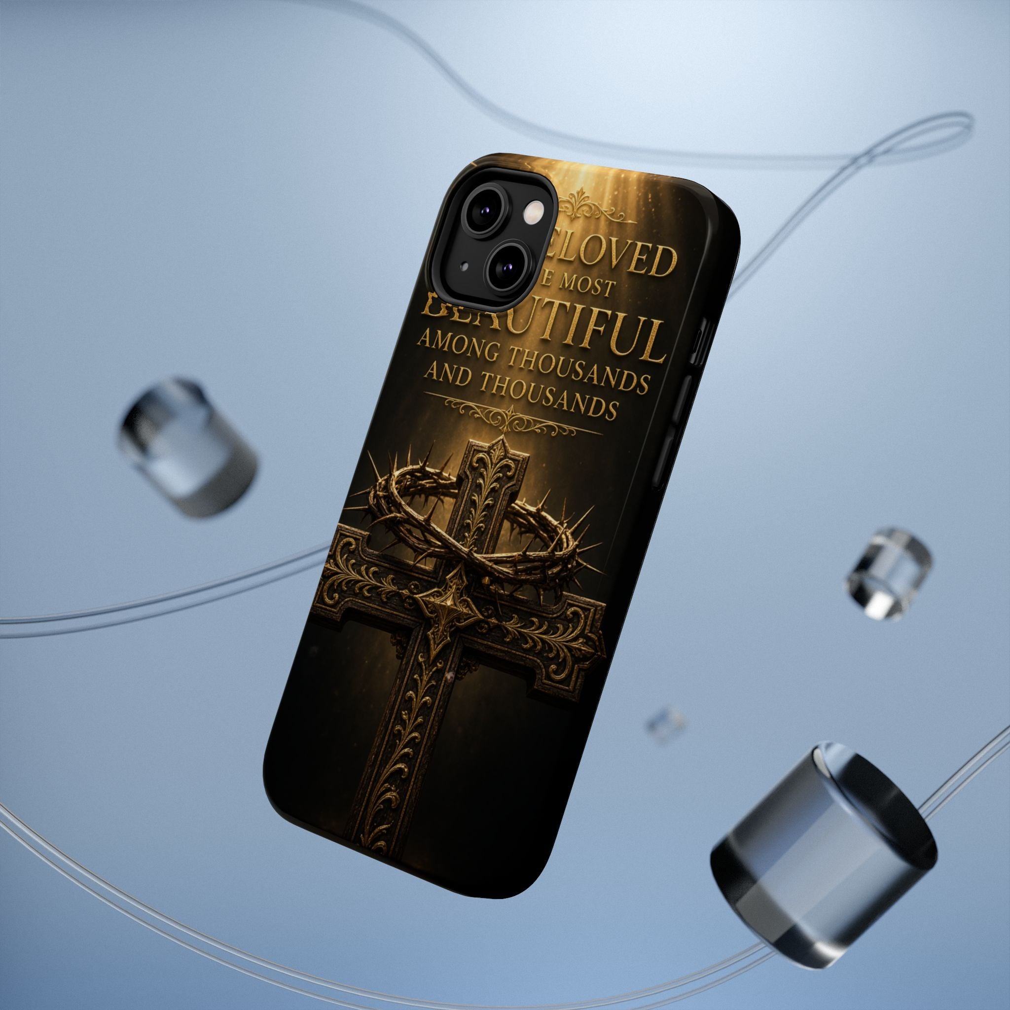 Magnetic Impact-Resistant Phone Case — "Most Beautiful" Cross with Crown of Thorns
