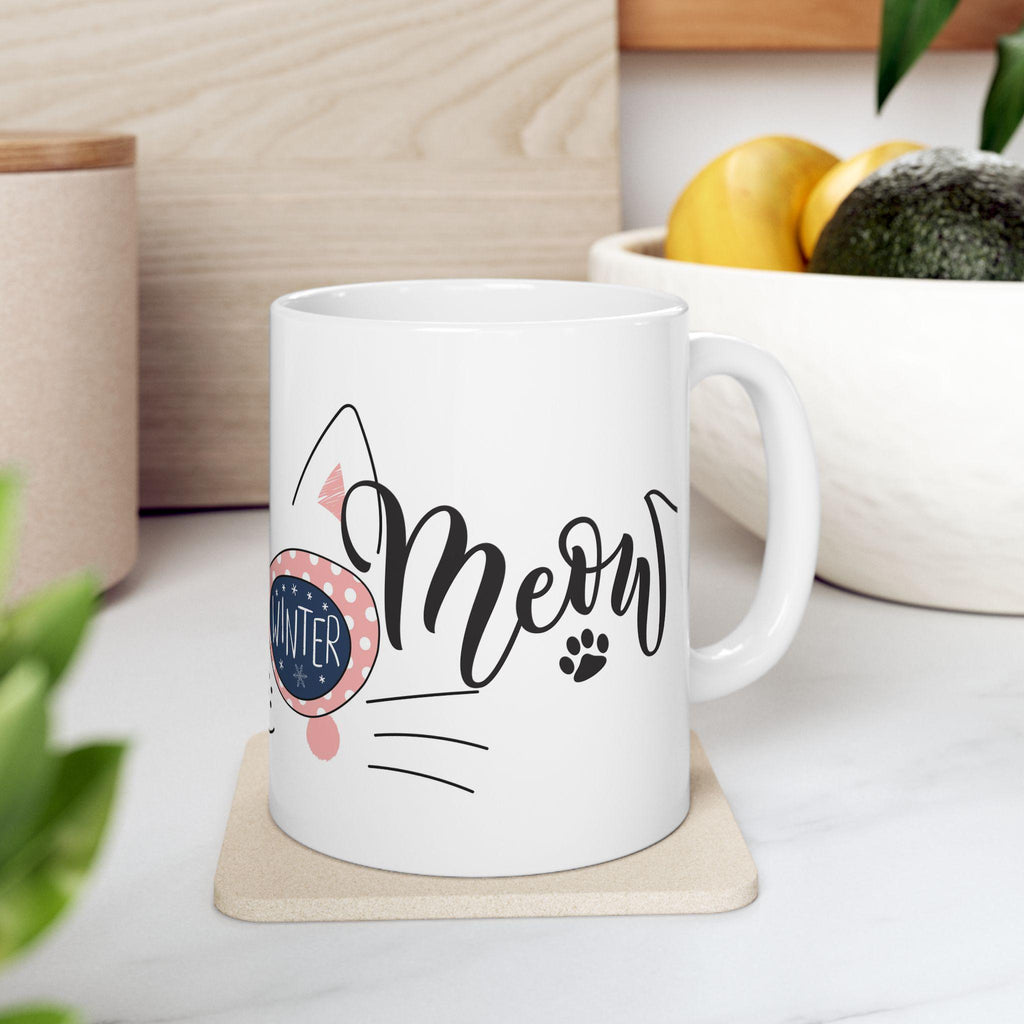 Whimsical Cat Mug | Cute Playful Cats Ceramic Coffee Cup, Kawaii Cat Lover Gift, Adorable Feline Design Mug for Her, Pastel Cat Aesthetic
