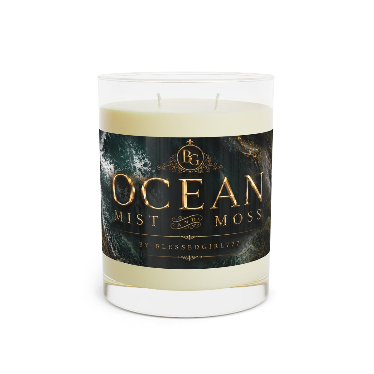 Ocean Mist & Moss 11oz Scented Candle — Coastal Glass Jar
