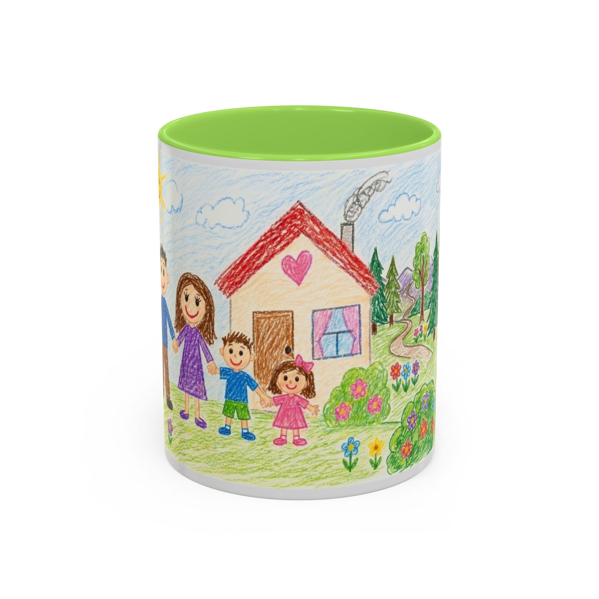 Crayon Family Home Drawing Mug | Colorful Ceramic Coffee Cup