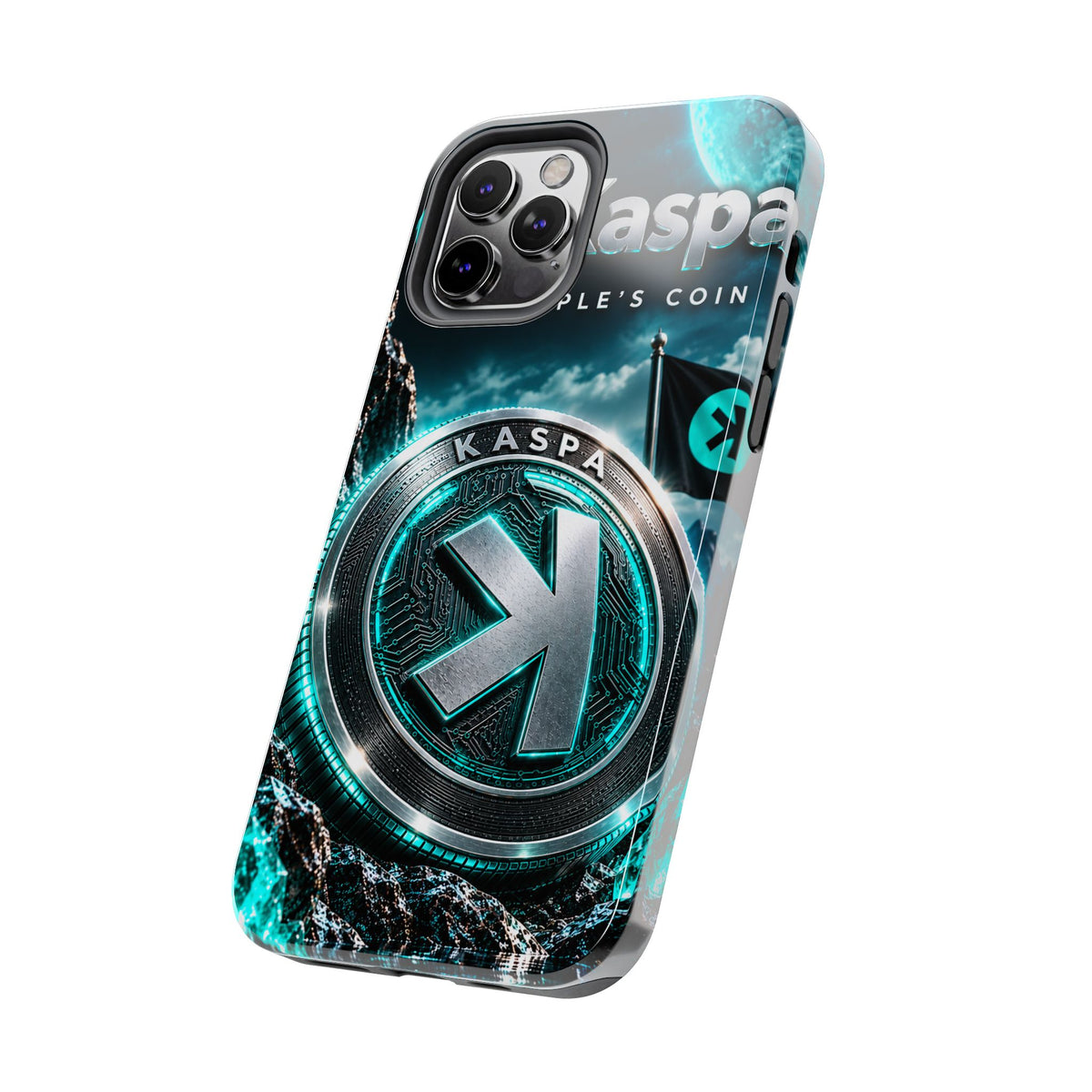 Kaspa Coin Tough Phone Case – Teal Crypto Logo Protective Cover