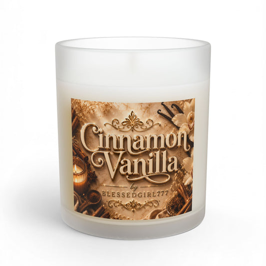 Cinnamon Vanilla Glass Candle — 11 oz Cozy Spice Scented Candle