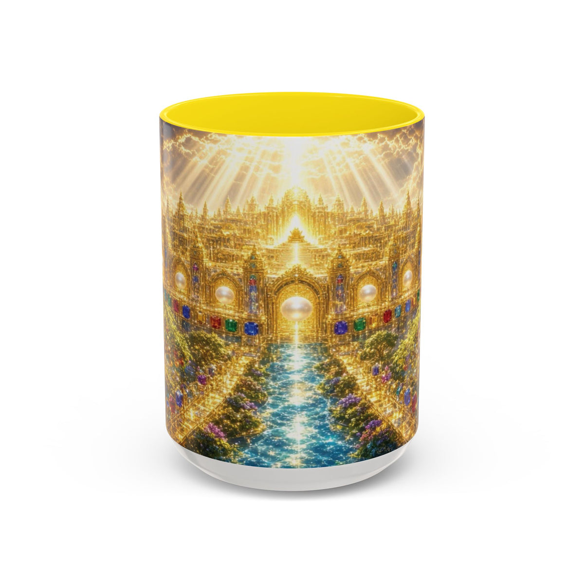 Heavenly City Christian Coffee Mug — Golden Celestial Paradise Design (11/15oz)