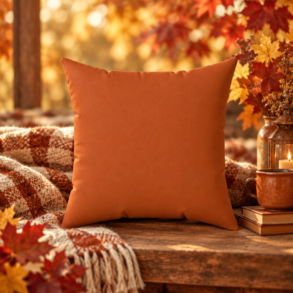 Fall Pumpkin Throw Pillow – Sunflower & Lantern, 16 × 16