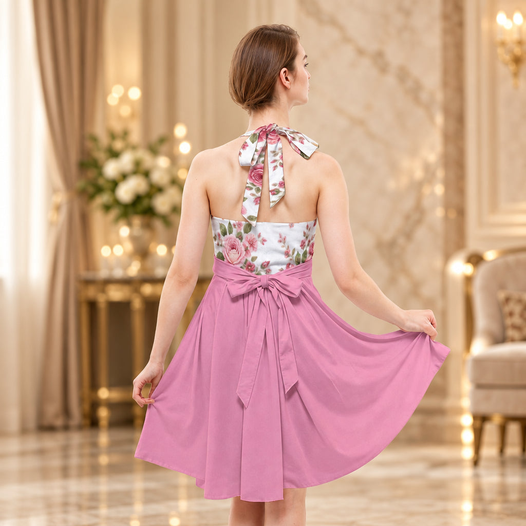 All-Over Print Women’s Halter Skater Dress