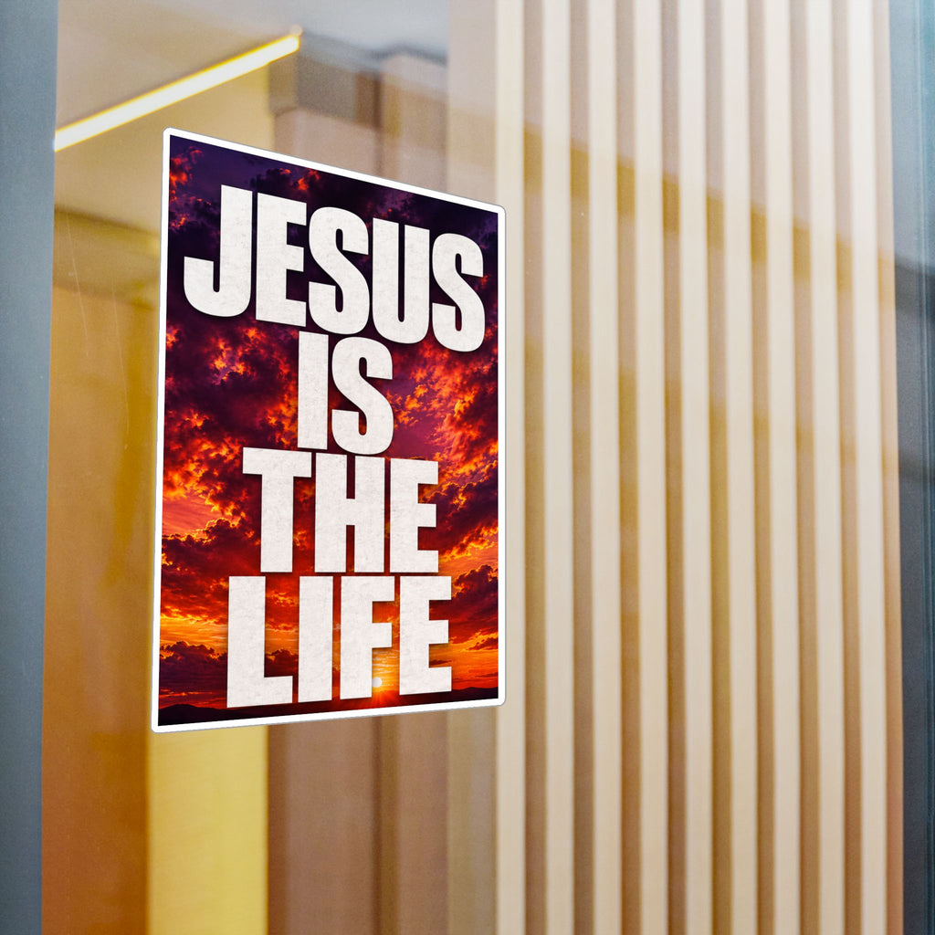 Jesus Is the Life Vinyl Decal — Sunset Color Christian Sticker (Kiss-Cut)