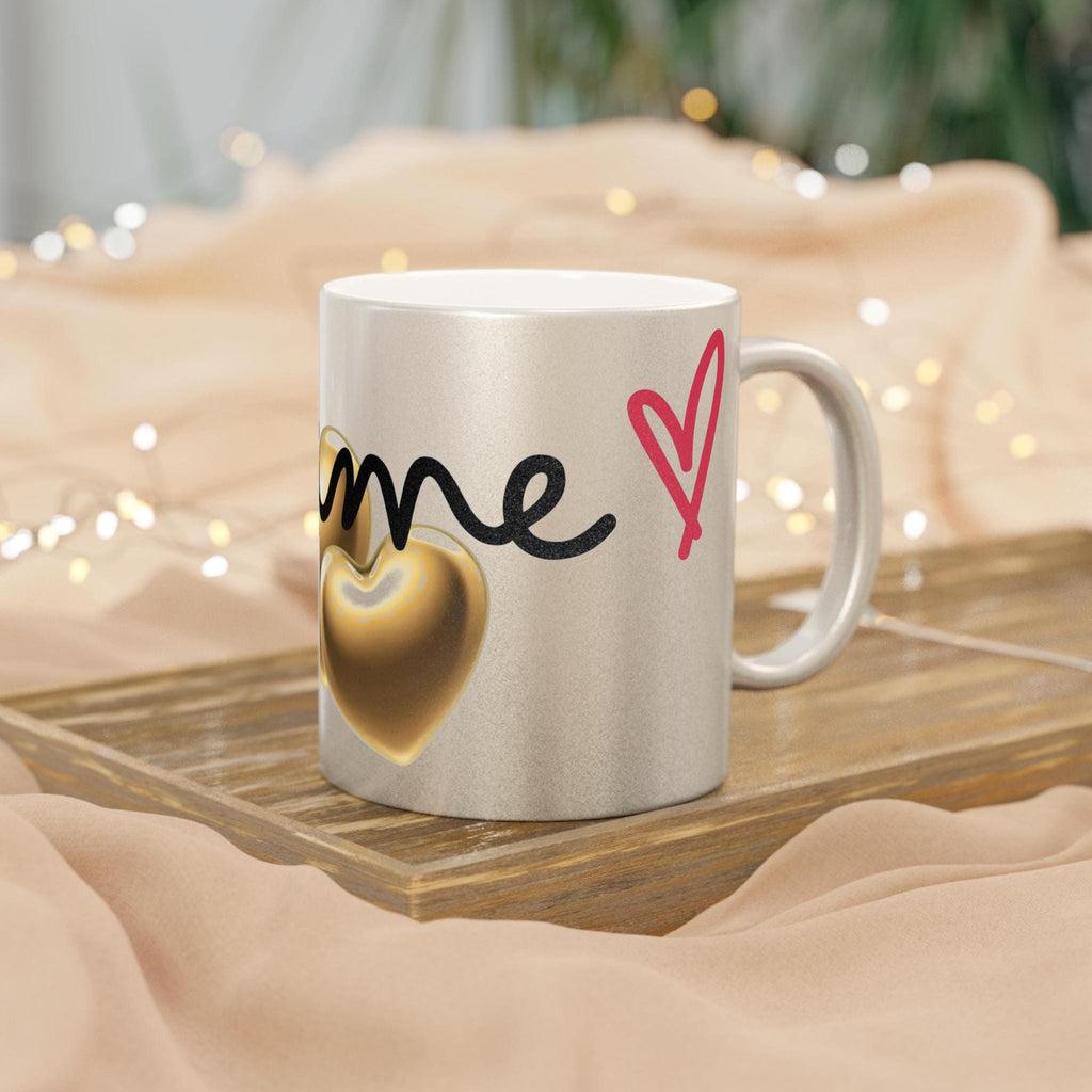 Rose Gold Metallic Heart Mug | Luxury Romantic Gift for Valentine's Day, Anniversary & Wedding, Elegant Coffee Cup