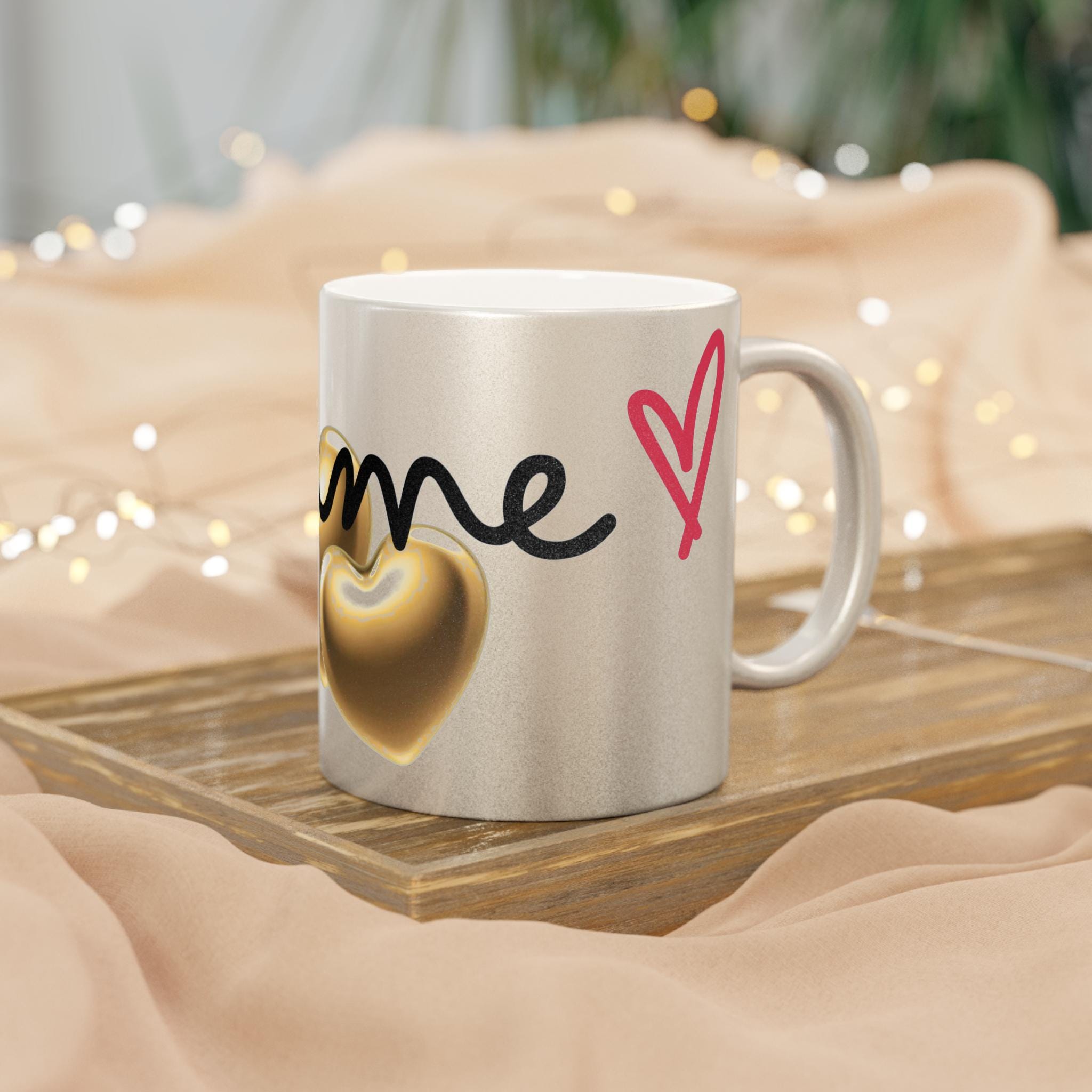 Rose Gold Metallic Heart Mug | Luxury Romantic Gift for Valentine's Day, Anniversary & Wedding, Elegant Coffee Cup