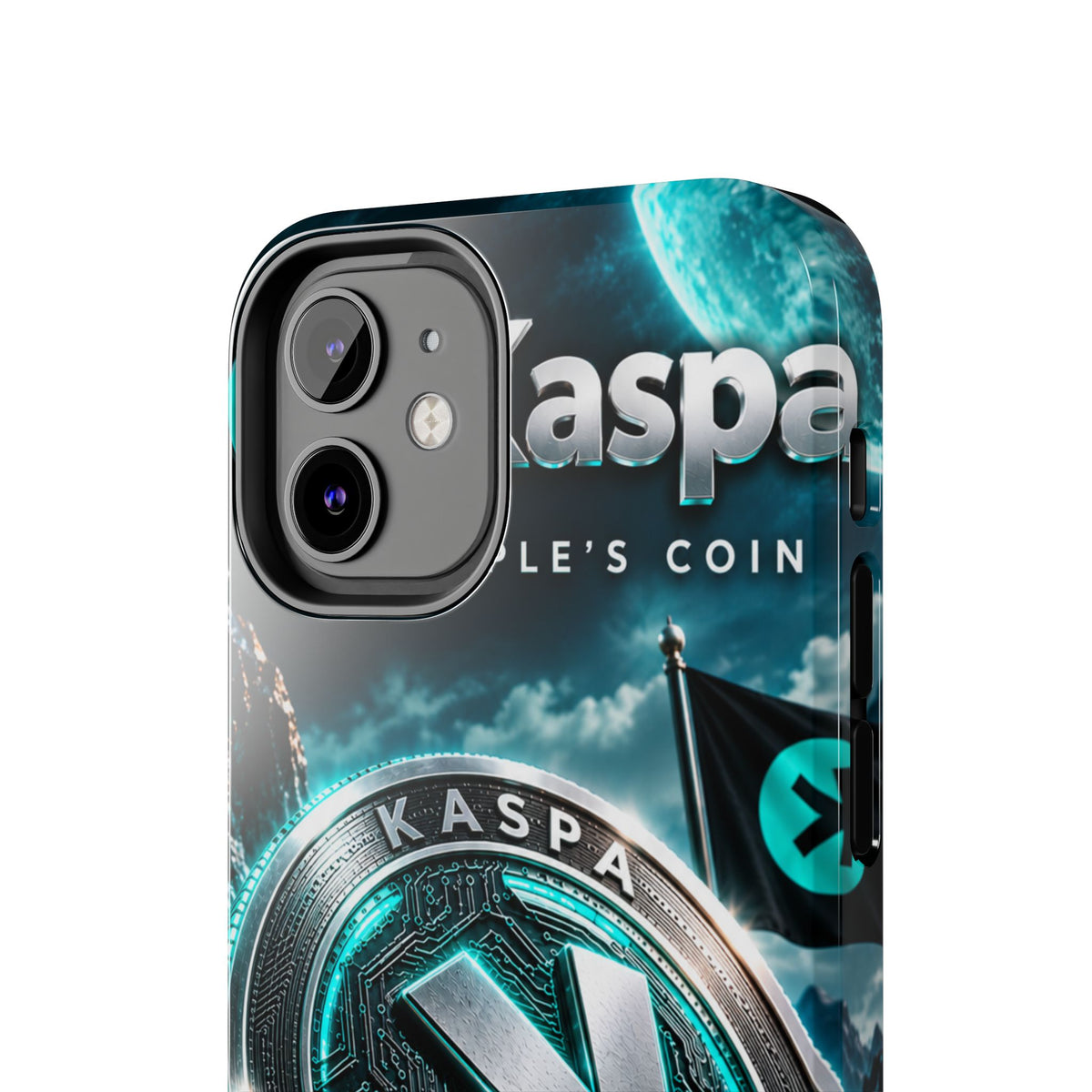 Kaspa Coin Tough Phone Case – Teal Crypto Logo Protective Cover