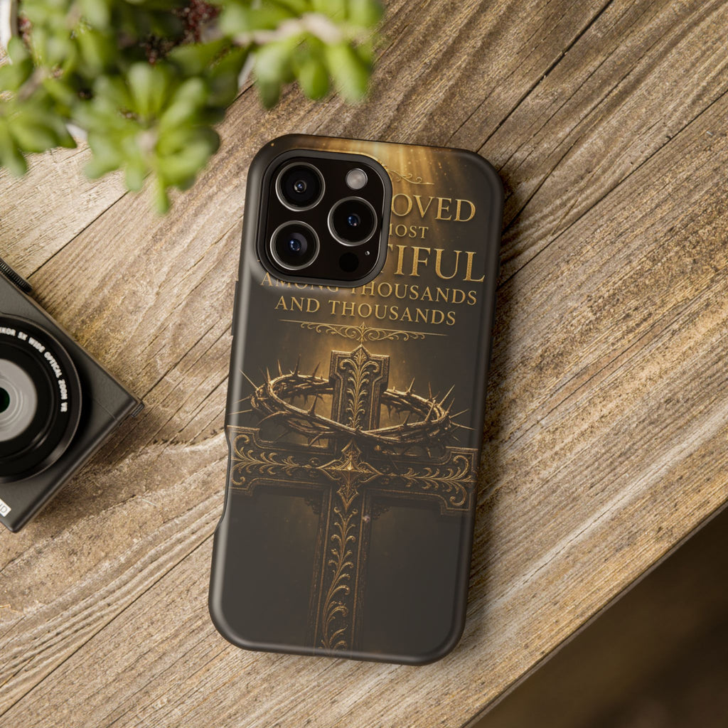 Magnetic Impact-Resistant Phone Case — "Most Beautiful" Cross with Crown of Thorns