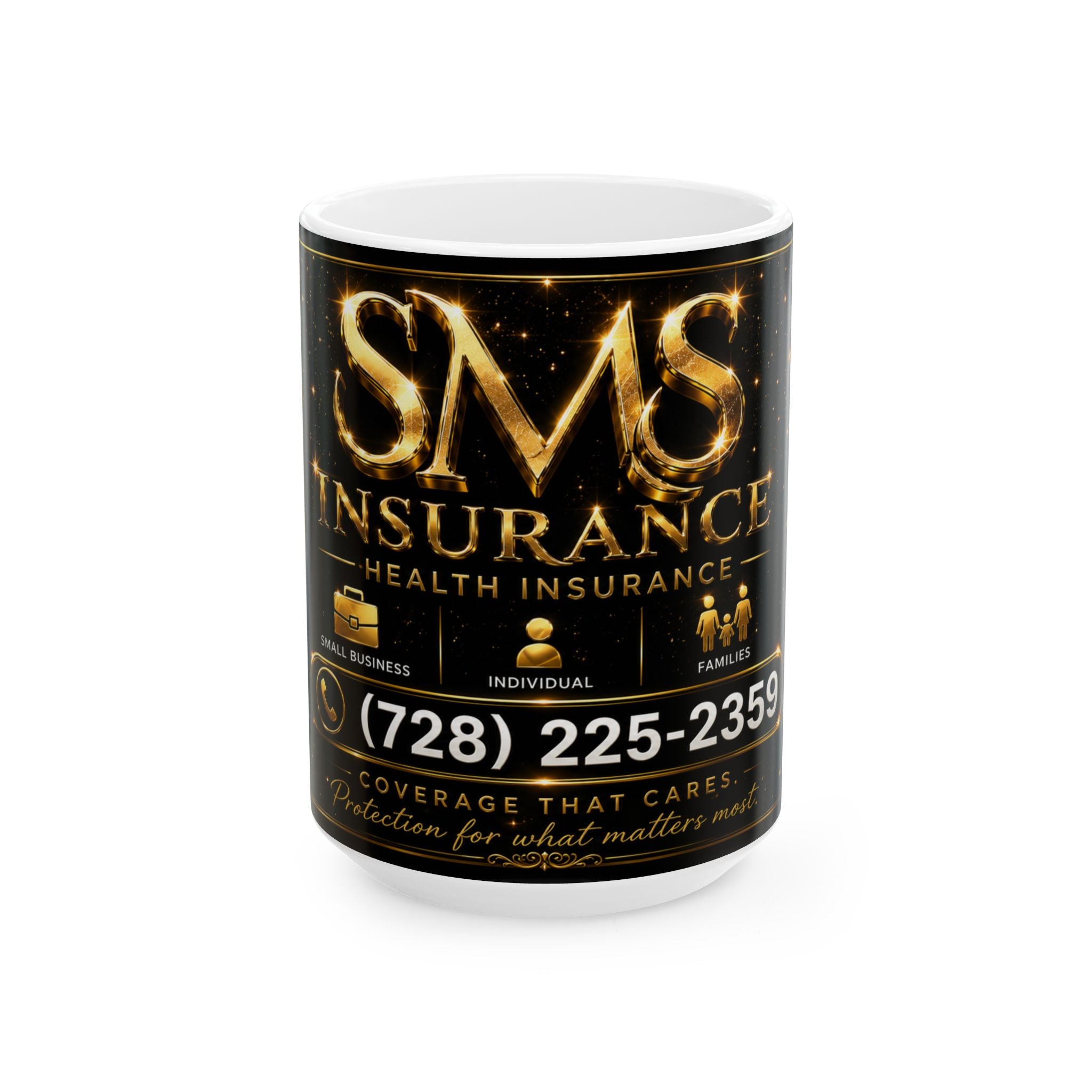 SMS Insurance Ceramic Mug — Branded Health Insurance Coffee Cup (11oz, 15oz)